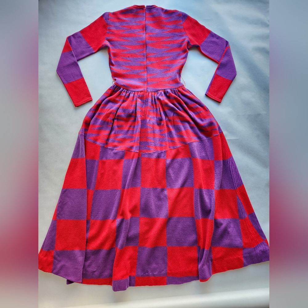 Vintage l. Magnin Rudi Gernreich Purple Red Long Sleeve Dress 10 - Picture 16 of 16